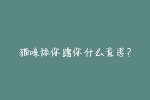 猫咪舔你蹭你什么意思?