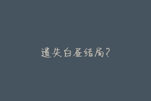 遗失白昼结局?