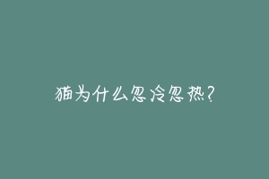 猫为什么忽冷忽热？