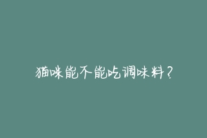 猫咪能不能吃调味料?