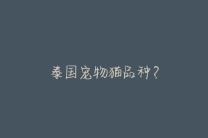 泰国宠物猫品种？