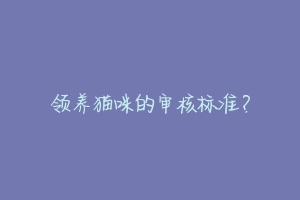 领养猫咪的审核标准？