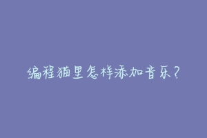 编程猫里怎样添加音乐？