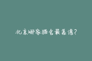 北京哪家猫舍最靠谱?