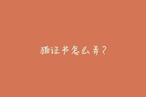 猫证书怎么弄?