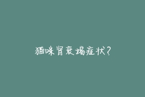 猫咪肾衰竭症状?