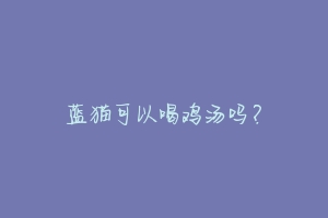 蓝猫可以喝鸡汤吗?