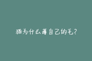 猫为什么薅自己的毛?