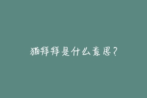 猫拜拜是什么意思？