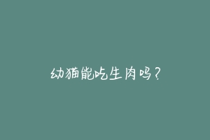幼猫能吃生肉吗?