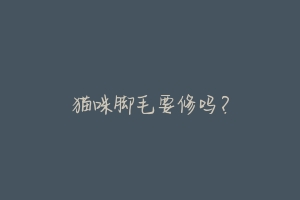 猫咪脚毛要修吗?