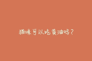 猫咪可以吃黄油吗?