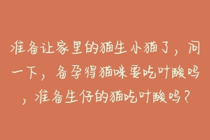 准备让家里的猫生小猫了,问一下,备孕得猫咪要吃叶酸吗,准备生仔的猫吃叶酸吗?
