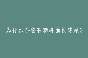 为什么不要在猫咪面前铲屎?