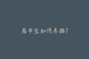 高中生如何养猫?