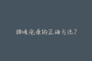 猫咪泡澡的正确方法?