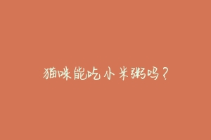 猫咪能吃小米粥吗？