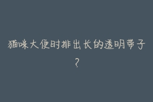 猫咪大便时排出长的透明带子?