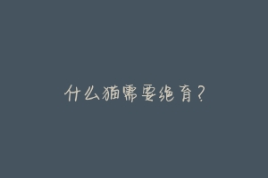 什么猫需要绝育?