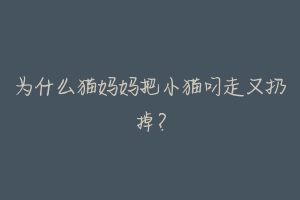 为什么猫妈妈把小猫叼走又扔掉?