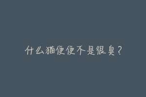 什么猫便便不是很臭？