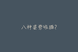 八种姿势吸猫?