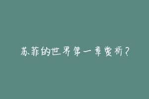 苏菲的世界第一章赏析?