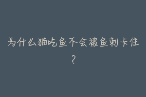 为什么猫吃鱼不会被鱼刺卡住?