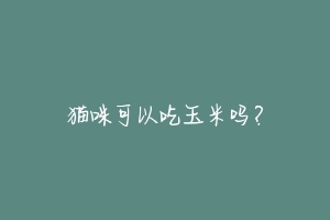 猫咪可以吃玉米吗?