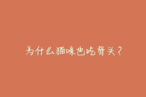 为什么猫咪也吃骨头？