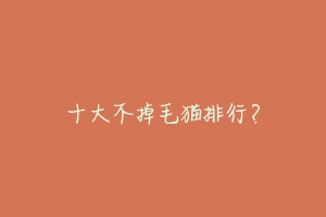 十大不掉毛猫排行?