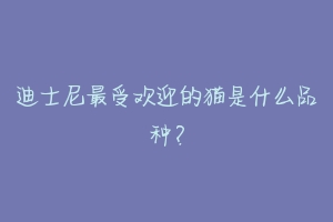 迪士尼最受欢迎的猫是什么品种？