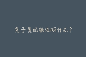 兔子贵妃躺说明什么?