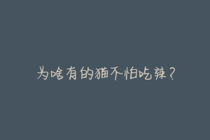 为啥有的猫不怕吃辣?