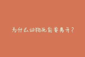 为什么动物死前要离开?