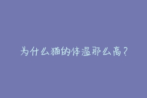 为什么猫的体温那么高?