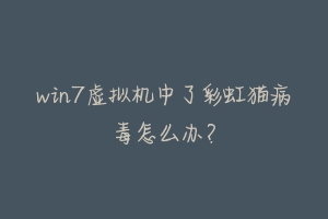 win7虚拟机中了彩虹猫病毒怎么办?