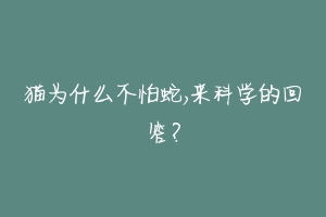 猫为什么不怕蛇,来科学的回答?