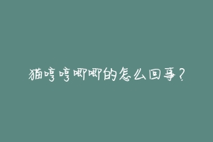猫哼哼唧唧的怎么回事?