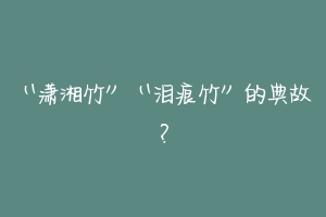 “潇湘竹”“泪痕竹”的典故?