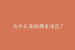 为什么有的猫是哑巴?