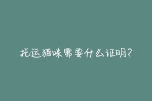 托运猫咪需要什么证明？