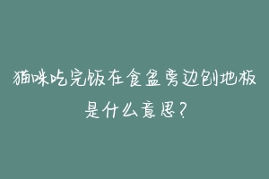 猫咪吃完饭在食盆旁边刨地板是什么意思?