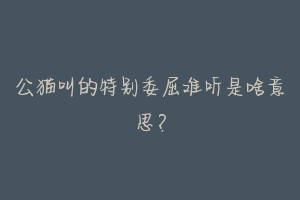 公猫叫的特别委屈难听是啥意思?