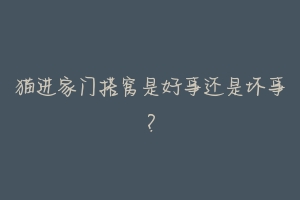 猫进家门搭窝是好事还是坏事?