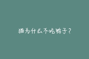 猫为什么不吃鸭子?