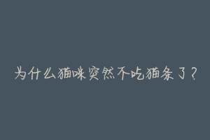 为什么猫咪突然不吃猫条了?