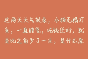 这两天天气转凉,小猫无精打采,一直睡觉,吃饭还好,就是比之前少了一点,是什么原因?