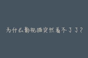 为什么影视猫突然看不了了？