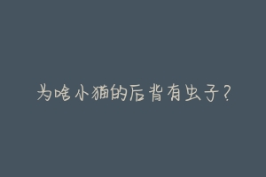 为啥小猫的后背有虫子?